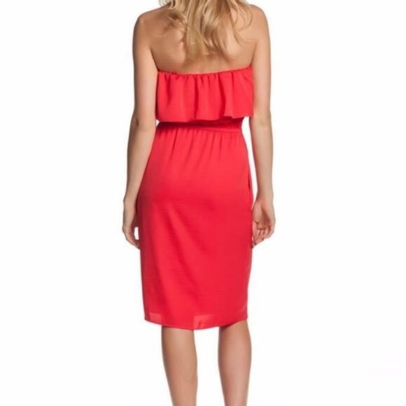 BCBGMAXAZRIA Malia Red Berry Off-Shoulder Dress M Crepe NWT $158 Island Vacay - Picture 3 of 13